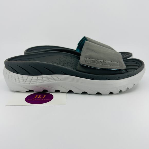 Vionic Women's Rejuvenate Recovery Slide Comfort Sandals Charcoal Vapor Size 8 - Picture 1 of 11